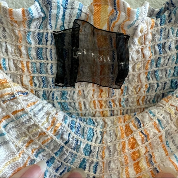 Reformation Bermuda Strapless Smocked Dress in Marbella Stripe - Picture 5 of 6